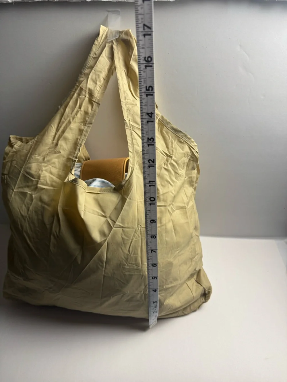 A foldable tote bag charm with carabiner clasp for easy use of reusable bag. - Picture 6 of 7